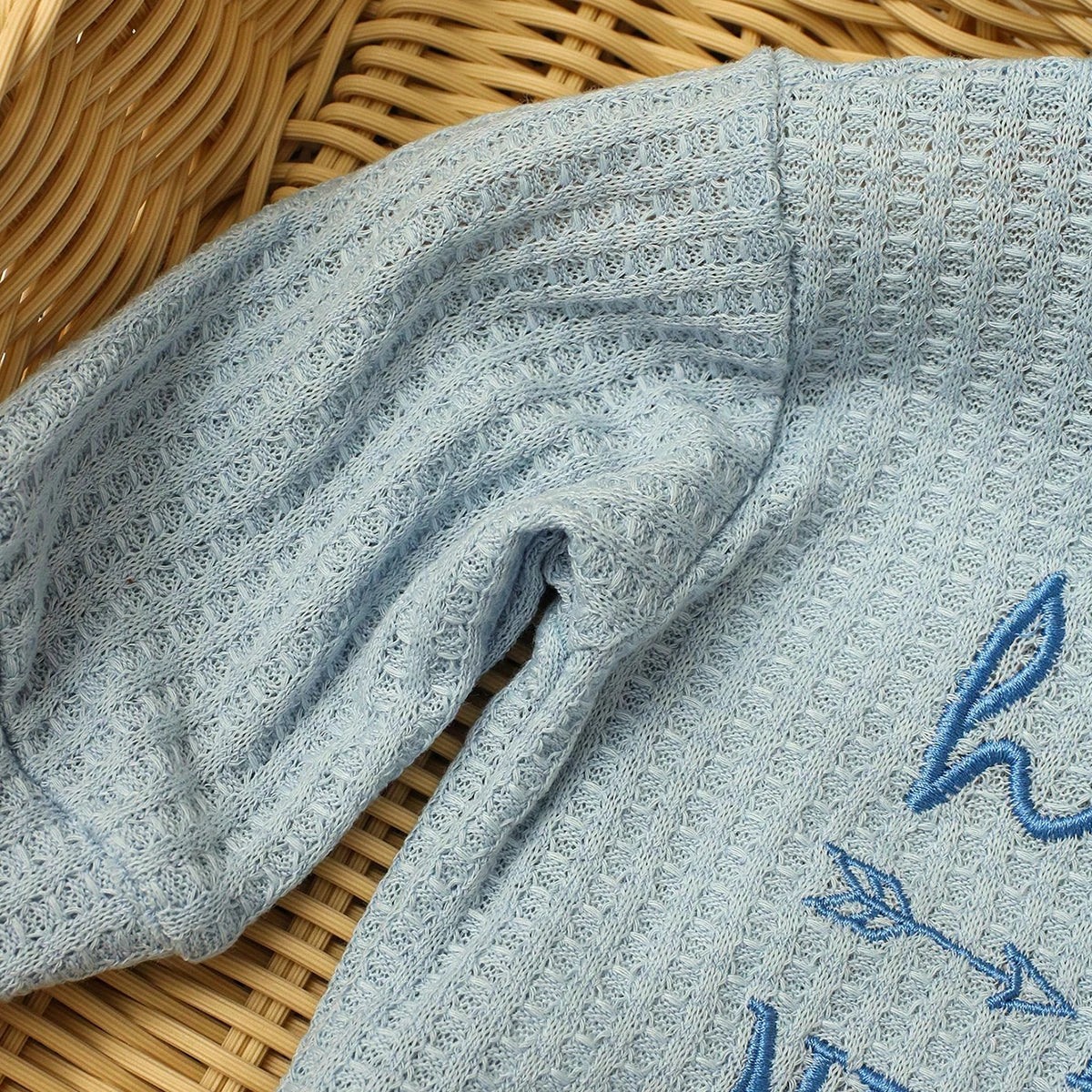 Ylsteed "bonjour" broderie nouveau-né photographie accessoires infantile barboteuse combinaison avec chapeau à nœud bébé à la maison tenue bébé Photo cadeau