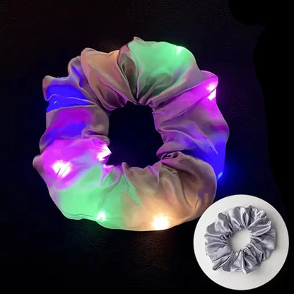 Chouchous lumineux LED populaires pour femmes et filles, corde à cheveux scrunchy scintillante, bandeau lumineux pour Halloween