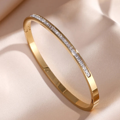 ZAKOL 5/1 pièces ensemble de bracelets en acier inoxydable incrusté de zircone scintillante pour femmes bracelets empilables mode ne se décolore pas bijoux cadeau