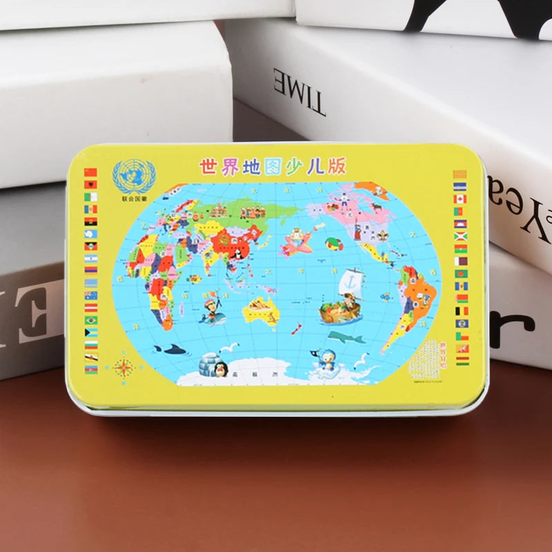 Puzzle de dessin animé 60 pièces avec boîte en métal, Puzzle de véhicule Animal d'éducation précoce pour enfants, jeu d'interaction Parent-enfant