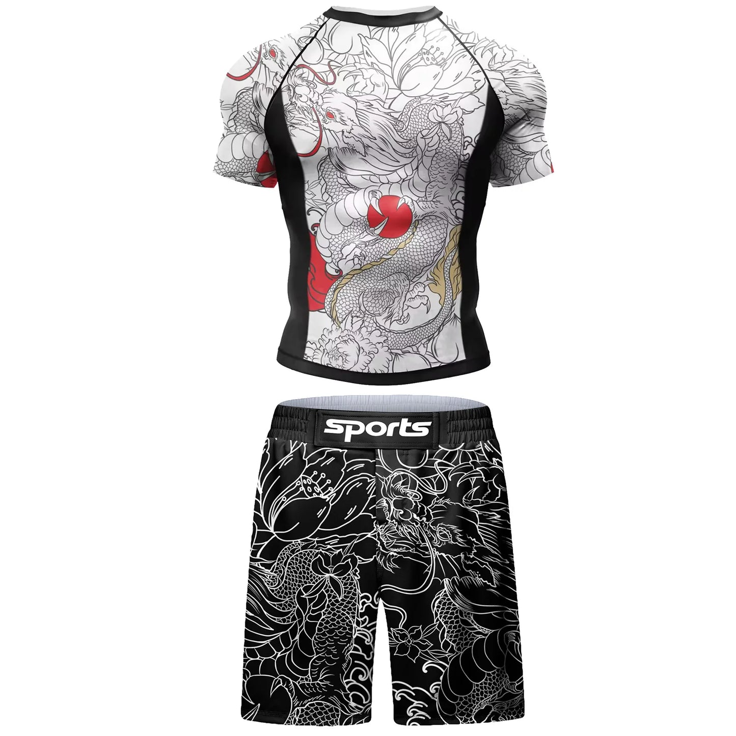 Survêtement pour hommes MMA No Gi Rashguard Jiu Jitsu T-shirt + pantalon maillots de boxe ensemble BJJ Muay Thai Shorts Compression Legging Sportsuit