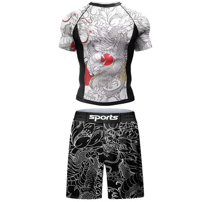 Survêtement pour hommes MMA No Gi Rashguard Jiu Jitsu T-shirt + pantalon maillots de boxe ensemble BJJ Muay Thai Shorts Compression Legging Sportsuit