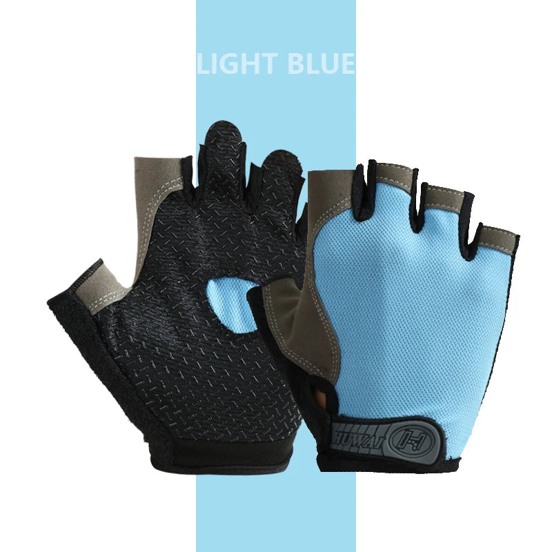 Gants de vélo pour hommes et femmes, demi-doigt, de gymnastique, mitaines respirantes et antidérapantes, pour Fitness, entraînement sportif