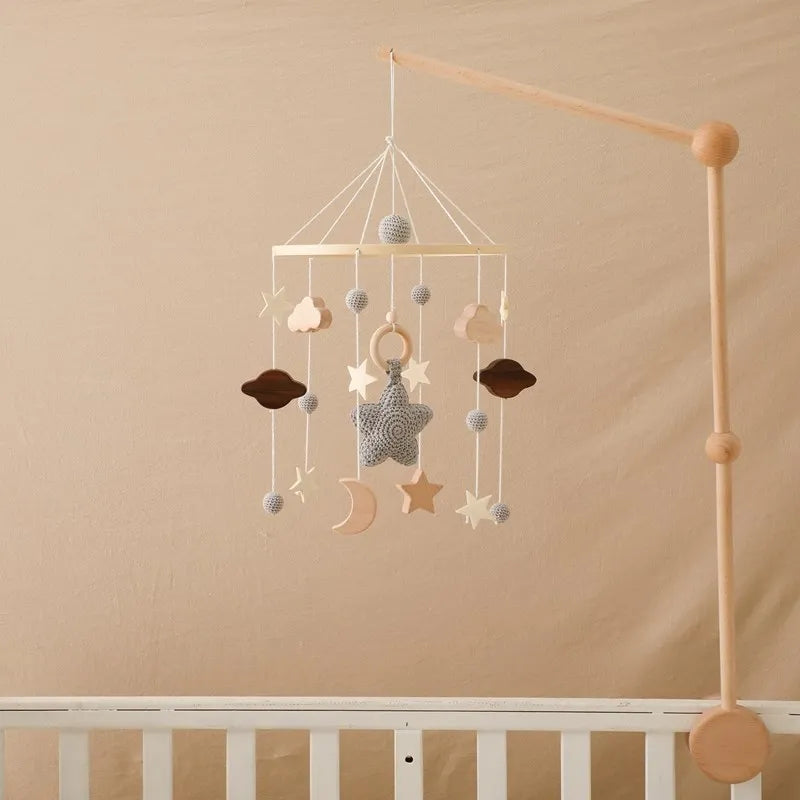Berceau de bébé lit Mobile cloche hochet jouets en bois Crochet étoiles pendentif lit cloche jouets nouveau-né confort berceau support suspendus jouets cadeaux