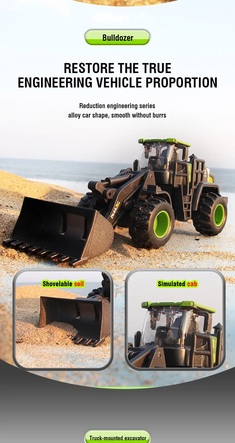 1/50 modèle voiture Bulldozer camion pelle grue chariot élévateur Construction ingénierie véhicule jouets pour garçons enfants jouets éducatifs