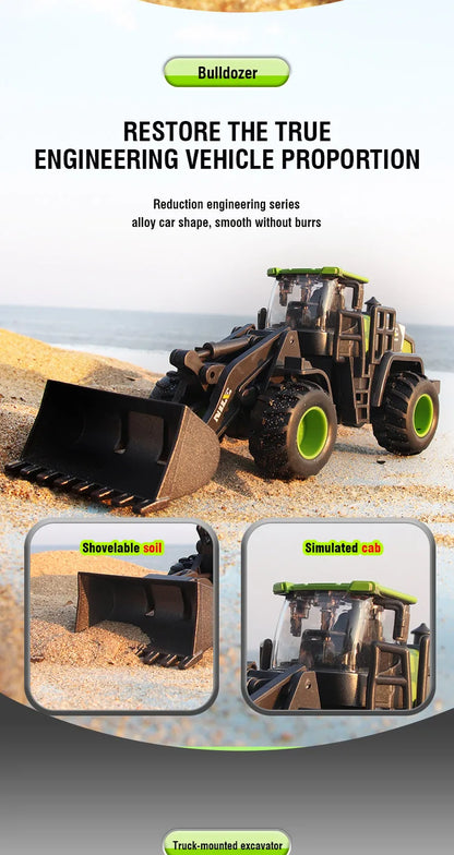 1/50 modèle voiture Bulldozer camion pelle grue chariot élévateur Construction ingénierie véhicule jouets pour garçons enfants jouets éducatifs
