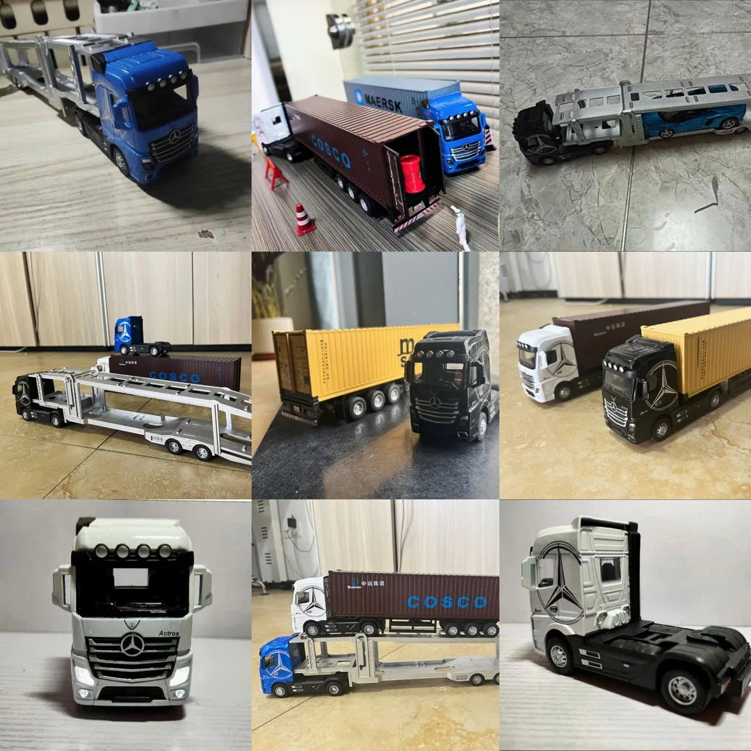 1:50 grand camion en alliage moulé sous pression modèle de voiture jouets conteneur retirer son et lumière véhicules de Transport modèle jouets pour garçons cadeaux