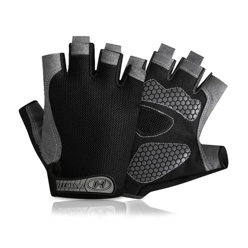 Gants de vélo pour hommes et femmes, demi-doigt, de gymnastique, mitaines respirantes et antidérapantes, pour Fitness, entraînement sportif