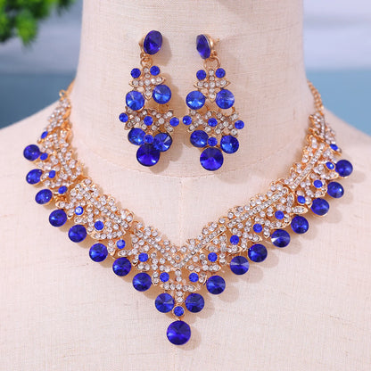 Vente chaude nouveauté femmes mode ensemble de bijoux de mariage mariée cristal collier boucles d'oreilles ensemble