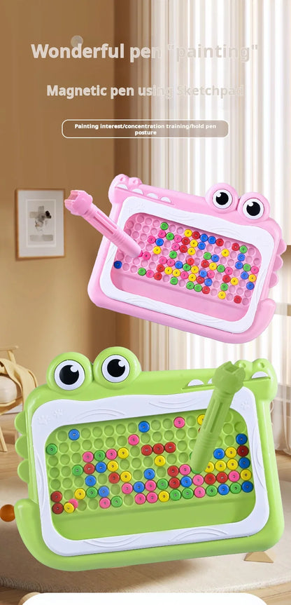 Planche à gribouiller en perles magnétiques pour enfants de 3 à 8 ans, avec stylo Puzzle, jouets de dessin, jeu de Montessori, cadeau éducatif, nouvelle collection