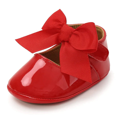 Meckior bébé chaussures nœud papillon semelle en caoutchouc anti-dérapant PU Ballet pantoufles bébé fille robe chaussures premier marcheur enfant en bas âge berceau chaussures