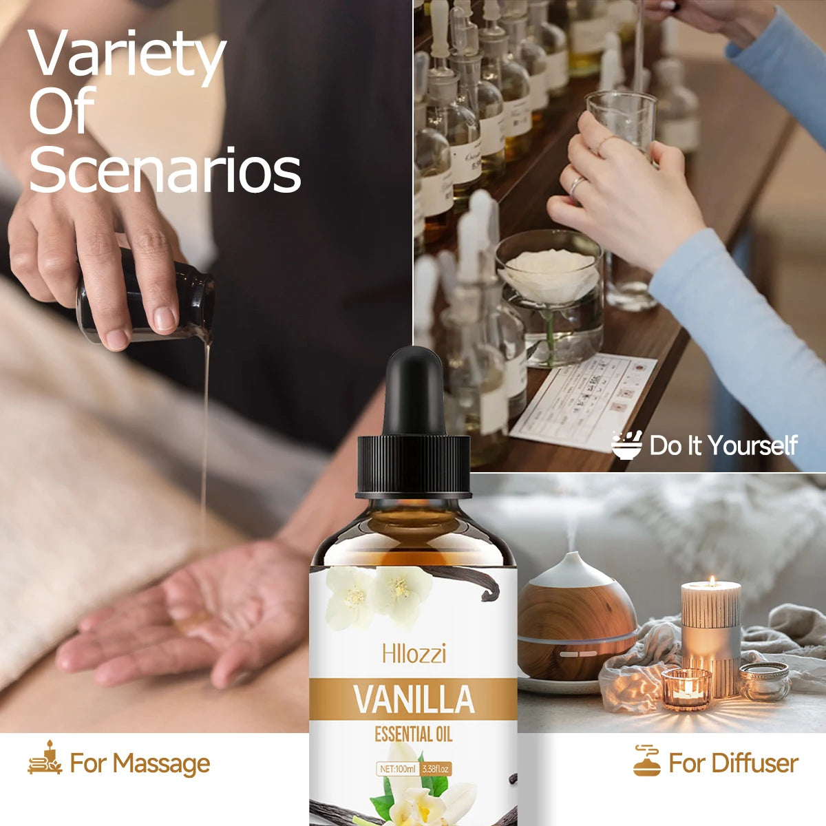 Huile essentielle de vanille pour le visage, SPU, diffuseur d'aromathérapie, savon DIY, adapté à tous types de peau, parfum longue durée