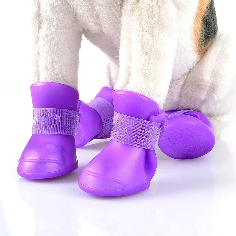 Chaussures de pluie imperméables pour animaux de compagnie, 4 pièces, bottes en caoutchouc antidérapantes pour petits, moyens et grands chiens, chaussures d'extérieur pour chats, bottines pour chiens, accessoires pour ani