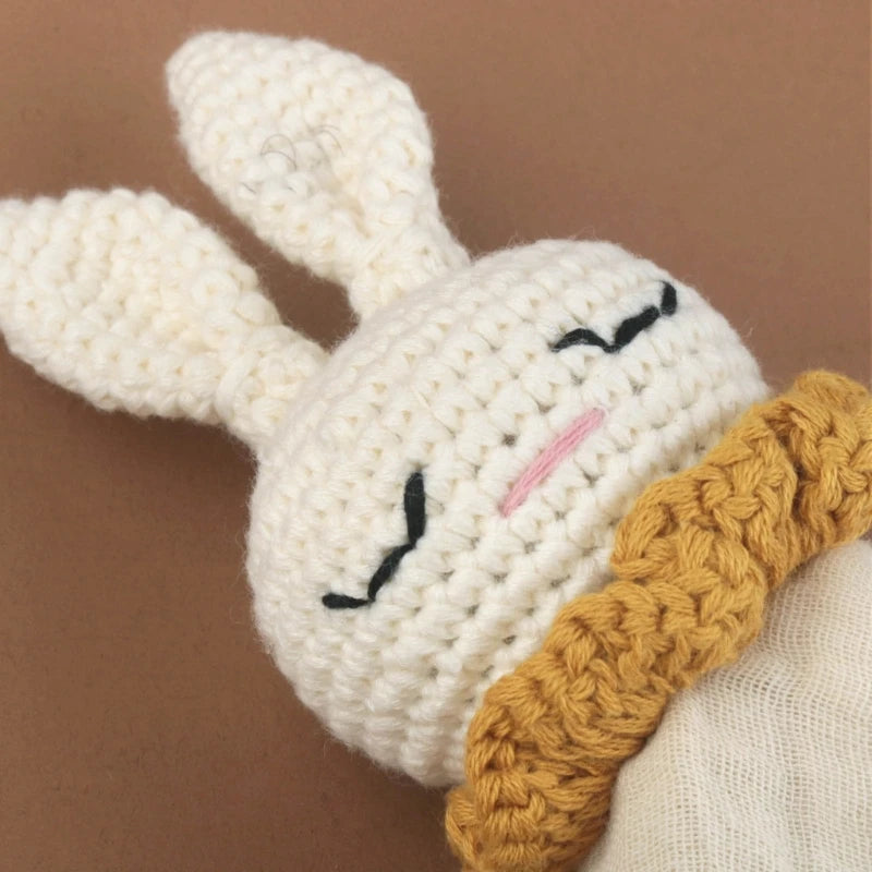 Bébé bébé apaiser serviette réconfortante Crochet lapin rot tissu sommeil apaisant poupée jouet pacifier sucette bavoir pour les