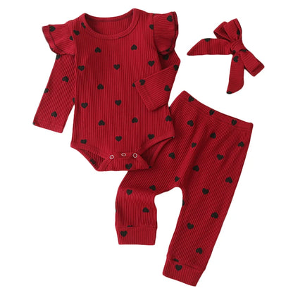 3 pièces bébé fille tenue ensemble nouveau-né enfant en bas âge enfants ensemble de vêtements bébé filles dentelle volants coton body + pantalon + bandeau vêtements