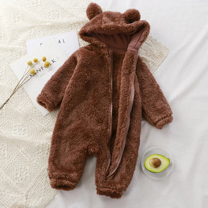 Vêtements d'hiver pour bébé de 0 à 24 mois, barboteuse en coton, ours de dessin animé mignon, Costume d'animal pour bébé garçon et fille, combinaison à fermeture éclair