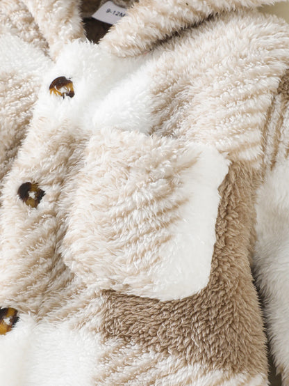 Barboteuse à carreaux pour bébés garçons et filles, combinaison à capuche et manches longues en peluche, vêtements chauds d'hiver pour tout-petits garçons de 3 à 24 mois