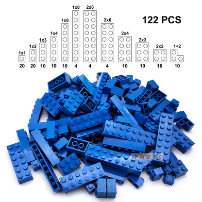 122 pièces figurines épaisses briques 12 tailles bricolage blocs de construction éducatif taille créative Compatible avec 3001 jouets en plastique pour les enfants