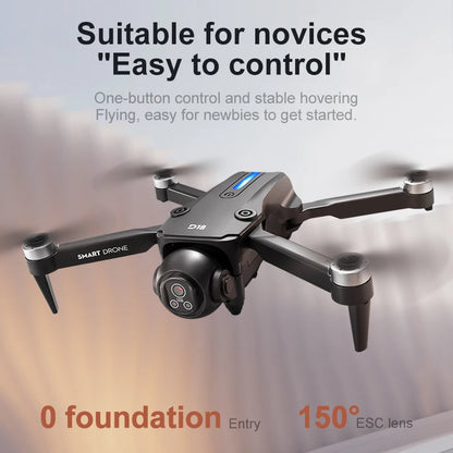 Drone de contrôle d'écran D18, moteur sans balais, quatre côtés d'évitement d'obstacles, flux optique 5G WiFi FPV, avion de photographie aérienne