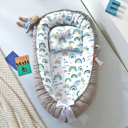 Lit de voyage pour bébé en bas âge, berceau en coton pour nouveau-né, berceau pare-chocs, nouveau lit nid de bébé 85x50cm avec oreiller, berceau Portable