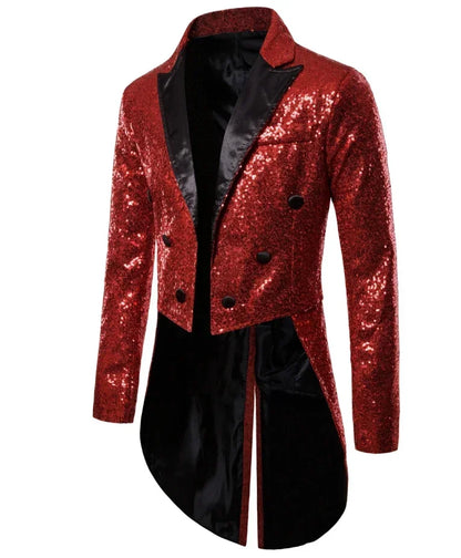 Manteau de Costume à paillettes dorées brillantes pour hommes, veste de smoking à Double boutonnage pour marié de mariage, Costume de fête sur scène de bal