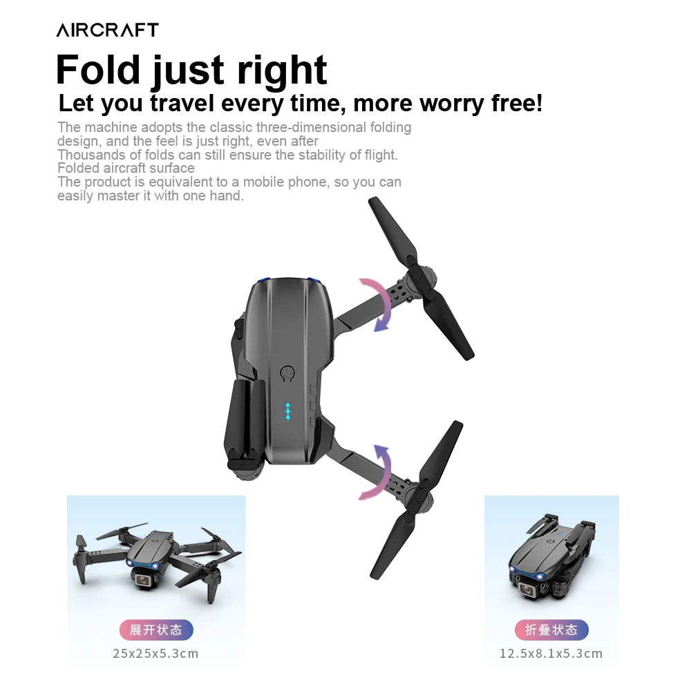 Drone professionnel E99Pro avec caméra pour touristes, 4K, WIFI, flux optique, fpv, évitement d'obstacles, photographie aérienne, quadrirotor