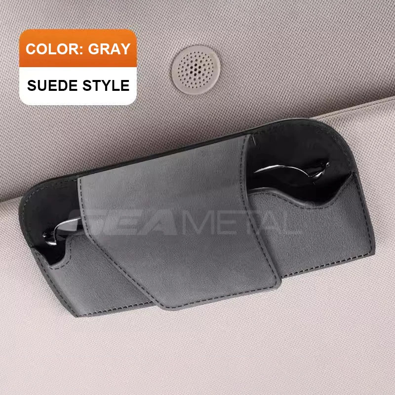 SEAMETAL – porte-lunettes pare-soleil en cuir de vache, boîte de protection pour lunettes de soleil résistantes à l'usure, mallette de rangement pour lunettes automobiles
