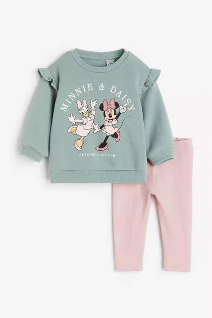 Sweat-shirt Minnie Full Print pour bébés filles, vêtements d'extérieur, pantalons en Y, vêtements décontractés, vêtements pour la maison, olympiques de marque, nouvelle mode, automne, fj2 pièces