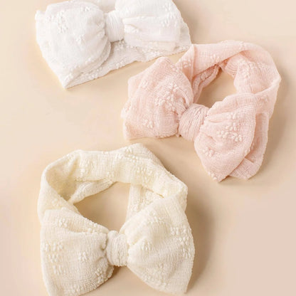 Bandeau en maille respirante et douce pour bébé, 3 pièces, avec nœud Double couche, haute élasticité, couvre-chef adapté aux nourrissons et aux jeunes enfants