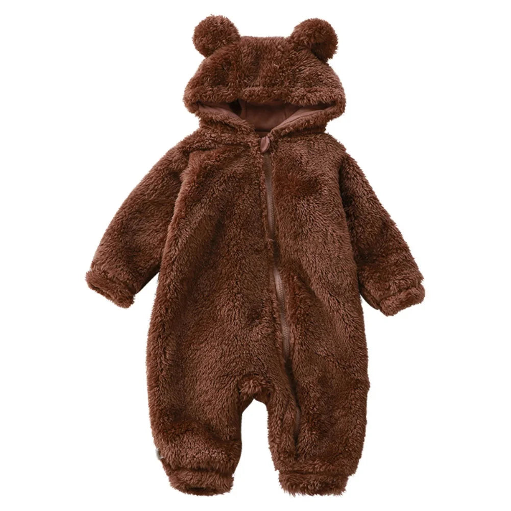 Vêtements d'hiver pour bébé de 0 à 24 mois, barboteuse en coton, ours de dessin animé mignon, Costume d'animal pour bébé garçon et fille, combinaison à fermeture éclair
