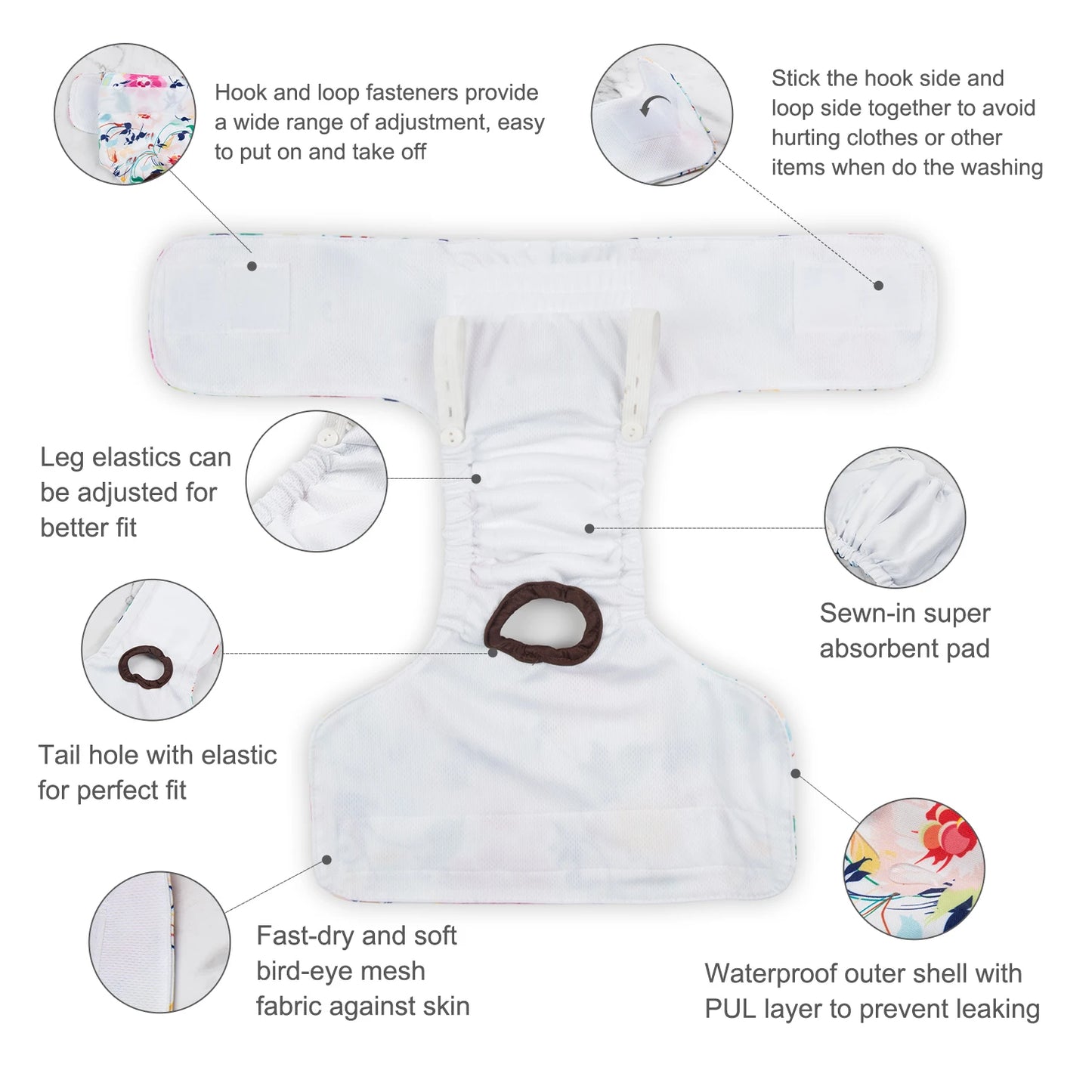 (3 pièces par paquet) couches pour chien femelle CuteBone couches réutilisables pour période de chien couches lavables pour chien femme pour Cycle de chaleur
