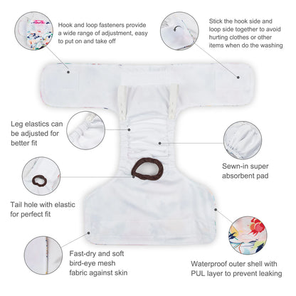 (3 pièces par paquet) couches pour chien femelle CuteBone couches réutilisables pour période de chien couches lavables pour chien femme pour Cycle de chaleur