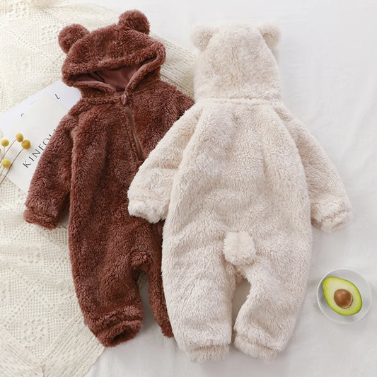 Vêtements d'hiver pour bébé de 0 à 24 mois, barboteuse en coton, ours de dessin animé mignon, Costume d'animal pour bébé garçon et fille, combinaison à fermeture éclair