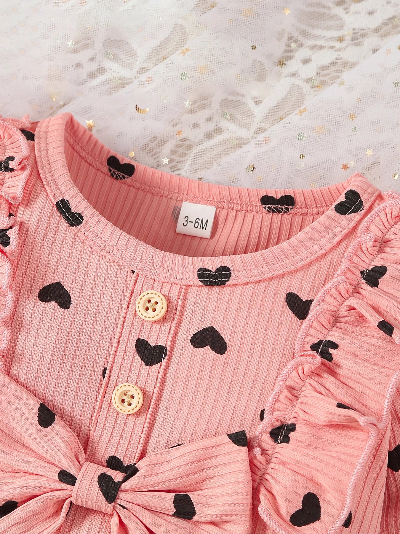 Kukitty – ensemble de vêtements 3 pièces pour nouveau-né fille, barboteuse à manches longues, imprimé cœur, haut et pantalon, bandeau, tenues en tricot