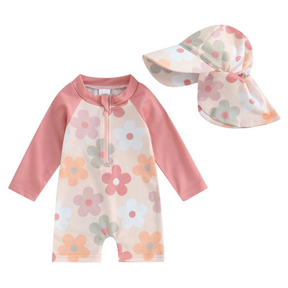 Tregren – maillot de bain pour garçons, protection contre les éruptions cutanées, manches longues, imprimé tortue/dinosaure, avec bonnets de bain, vêtements de plage