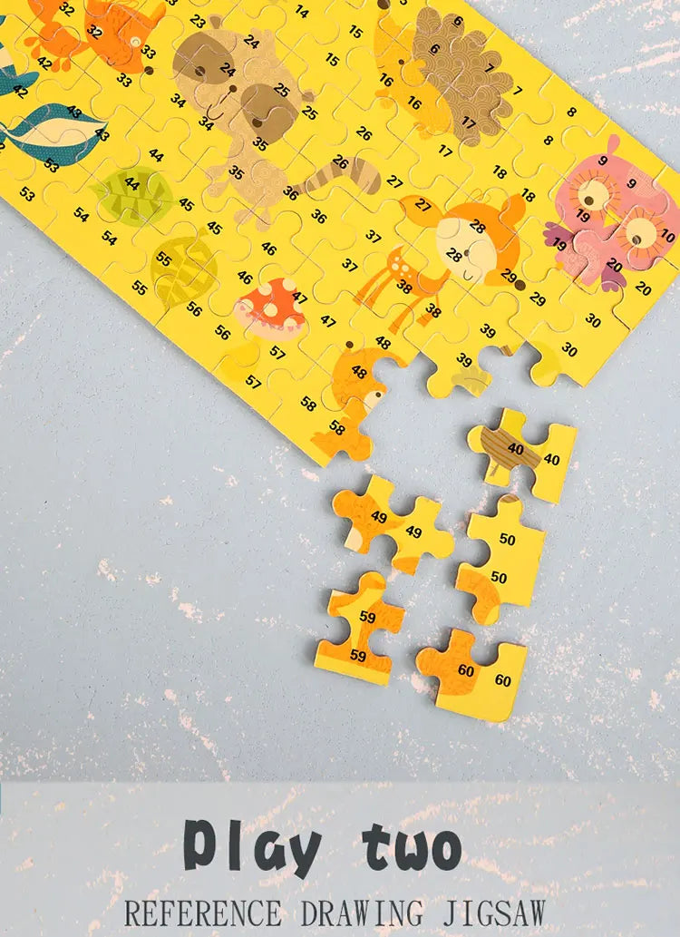 Puzzle de dessin animé 60 pièces avec boîte en métal, Puzzle de véhicule Animal d'éducation précoce pour enfants, jeu d'interaction Parent-enfant