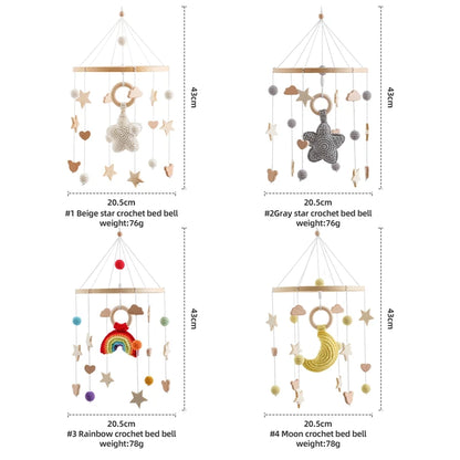 Berceau de bébé lit Mobile cloche hochet jouets en bois Crochet étoiles pendentif lit cloche jouets nouveau-né confort berceau support suspendus jouets cadeaux