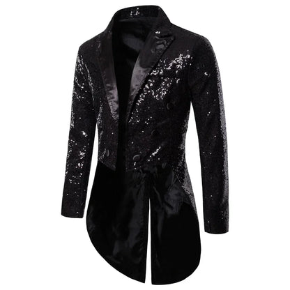 Manteau de Costume à paillettes dorées brillantes pour hommes, veste de smoking à Double boutonnage pour marié de mariage, Costume de fête sur scène de bal