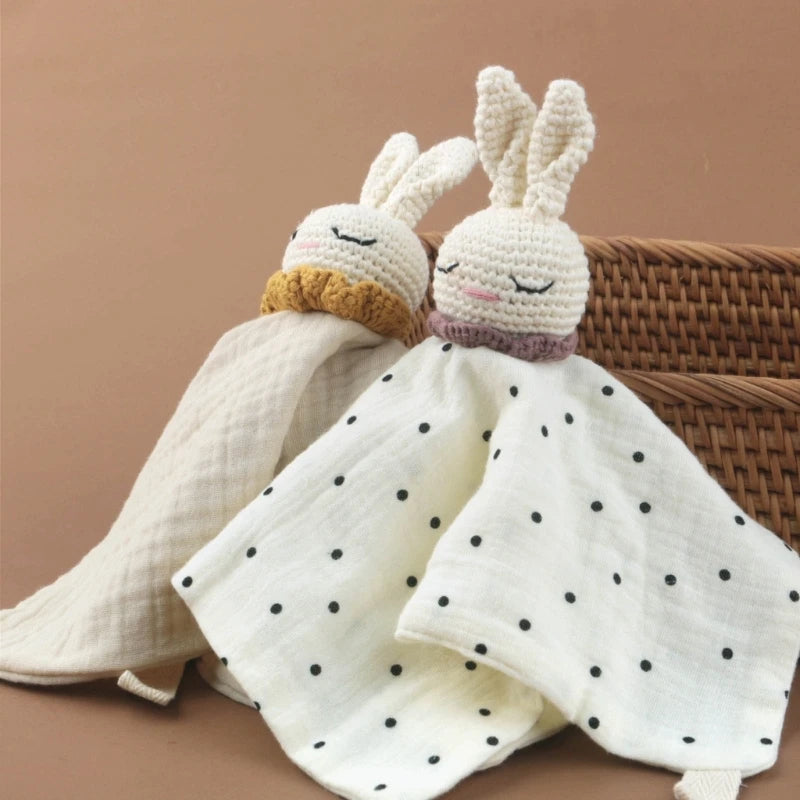 Bébé bébé apaiser serviette réconfortante Crochet lapin rot tissu sommeil apaisant poupée jouet pacifier sucette bavoir pour les