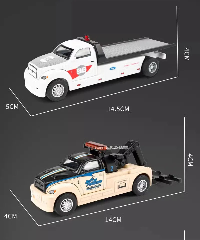 Modèle de remorque en alliage, conteneur échelle 1:64, voiture jouet en métal moulé sous pression, Joint mobile, véhicules d'ingénierie de sauvetage, cadeaux pour enfants
