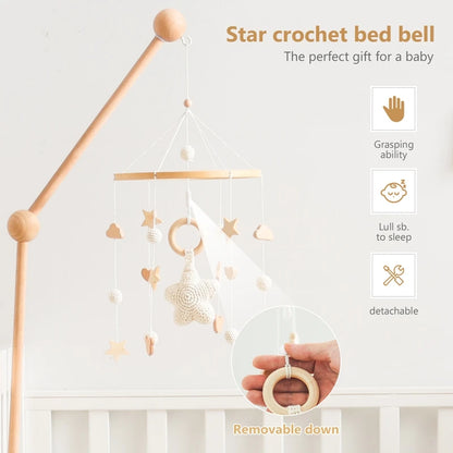 Berceau de bébé lit Mobile cloche hochet jouets en bois Crochet étoiles pendentif lit cloche jouets nouveau-né confort berceau support suspendus jouets cadeaux