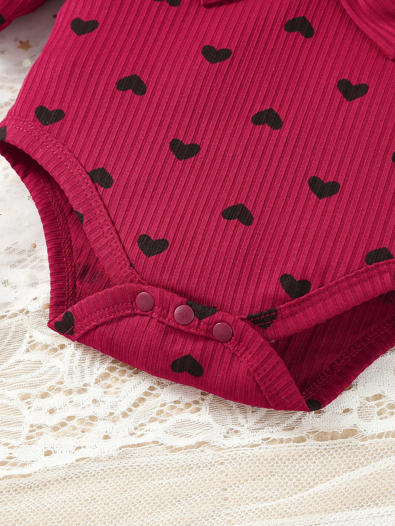 Kukitty – ensemble de vêtements 3 pièces pour nouveau-né fille, barboteuse à manches longues, imprimé cœur, haut et pantalon, bandeau, tenues en tricot