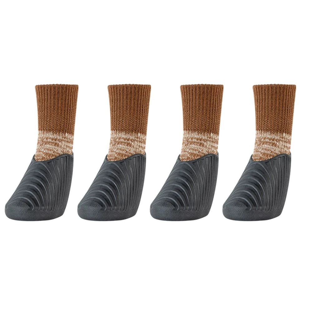 Lot de 4 bottines d'extérieur imperméables pour chien et chat,chaussures anti-tâches et antidérapantes en caoutchouc avec chaussettes, protégeant les coussinets, pour petit et grand chien