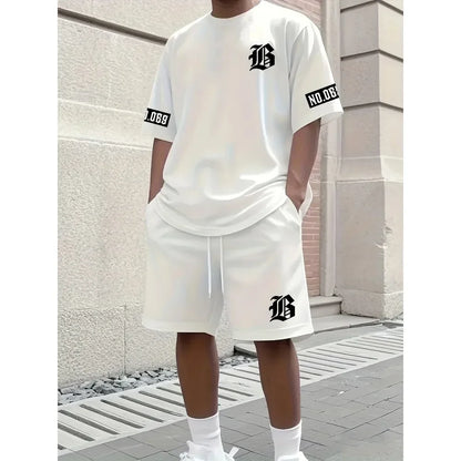 Costume d'été pour hommes, nouveau motif imprimé de lettres 3d, manches courtes et Shorts, ensemble T-shirt asuel et à la mode