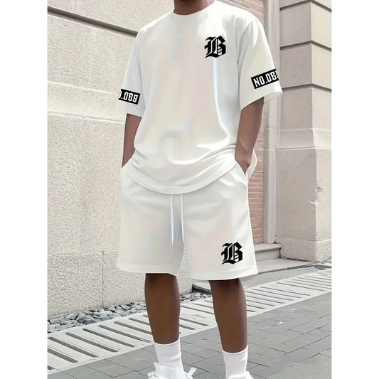 Costume d'été pour hommes, nouveau motif imprimé de lettres 3d, manches courtes et Shorts, ensemble T-shirt asuel et à la mode