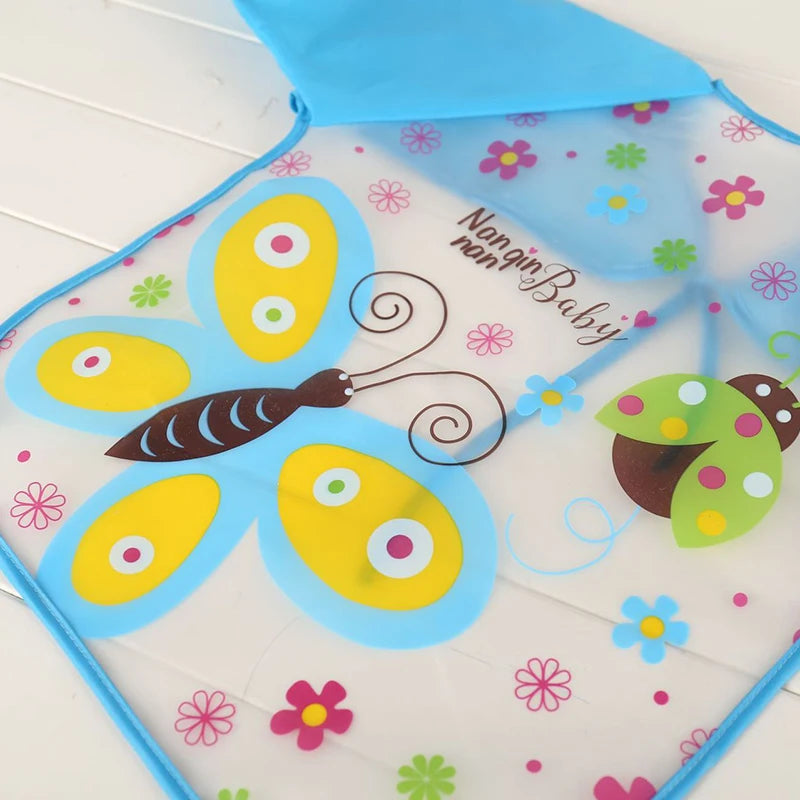 Bavoir anti-salissures pour bébé de 0 à 3 ans, manteau à manches longues, avec sangle, doux, mignon, motif de dessin animé, D343