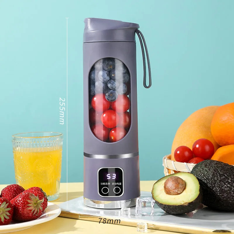 Mélangeur domestique Portable, presse-agrumes électrique concassé, avec 3 vitesses, grande capacité de 450ML, tasse de jus à affichage numérique