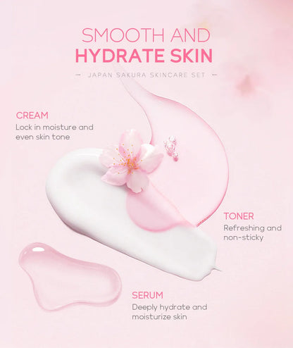 LAIKOU Sakura ensembles de soins de la peau nettoyant pour le visage crèmes pour les yeux crème pour le visage sérum Lotion Toner éclaircissant hydratant Kit de soins du visage