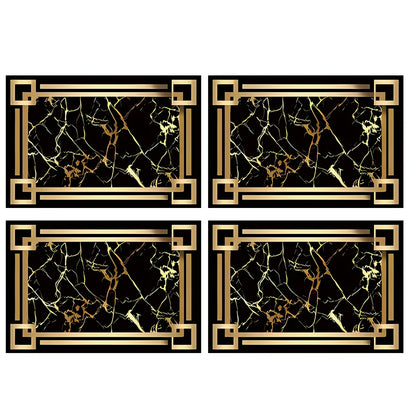 Tapis de table à motifs d'éléments dorés noirs, 4 pièces, tapis de Table, sous-verres, napperons pour Tables à manger de cuisine, décoration de fête