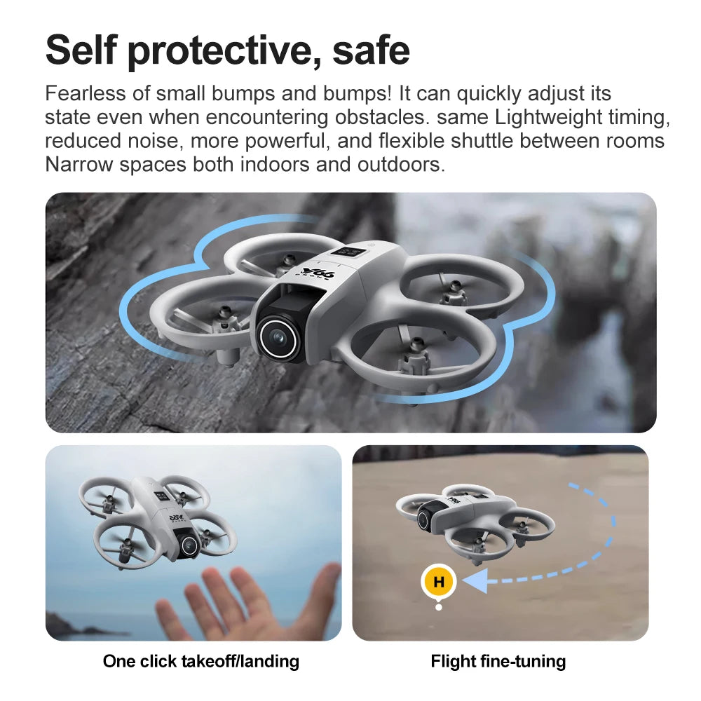 V66 Mini Drone 4K professionnel double caméra Mode sans tête évitement d'obstacles WiFi FPV Dron 360 °   Jouets quadrirotor RC à rabat pour enfants